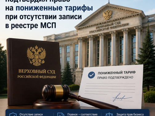 Верховный Суд РФ подтвердил право на пониженные тарифы при отсутствии записи в реестре МСП