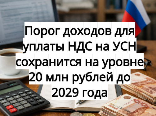 Порог доходов для уплаты НДС на УСН сохранится на уровне 20 млн рублей до 2029 года